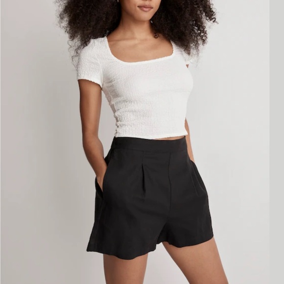 Madewell Women's Clean Pull On Shorts in Linen/Cotton Black size S - Picture 7 of 9